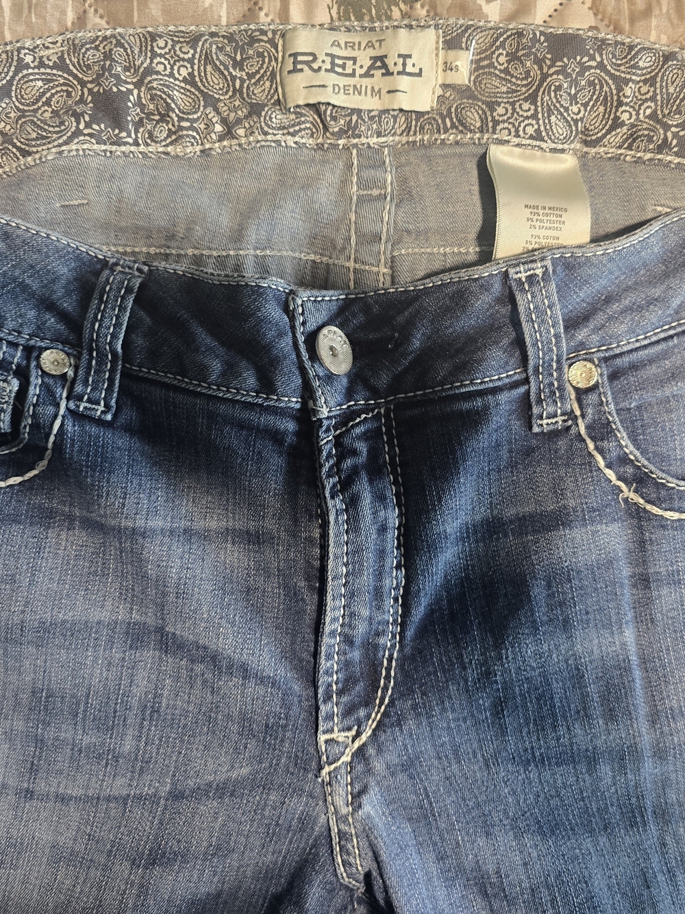 Ariat Women's Dark Blue Boot Cut Jeans with Contrast Stitching